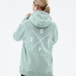 Dope обикновен w hoodie 4PZP858 2 пъти по-избледняло зелено Жени